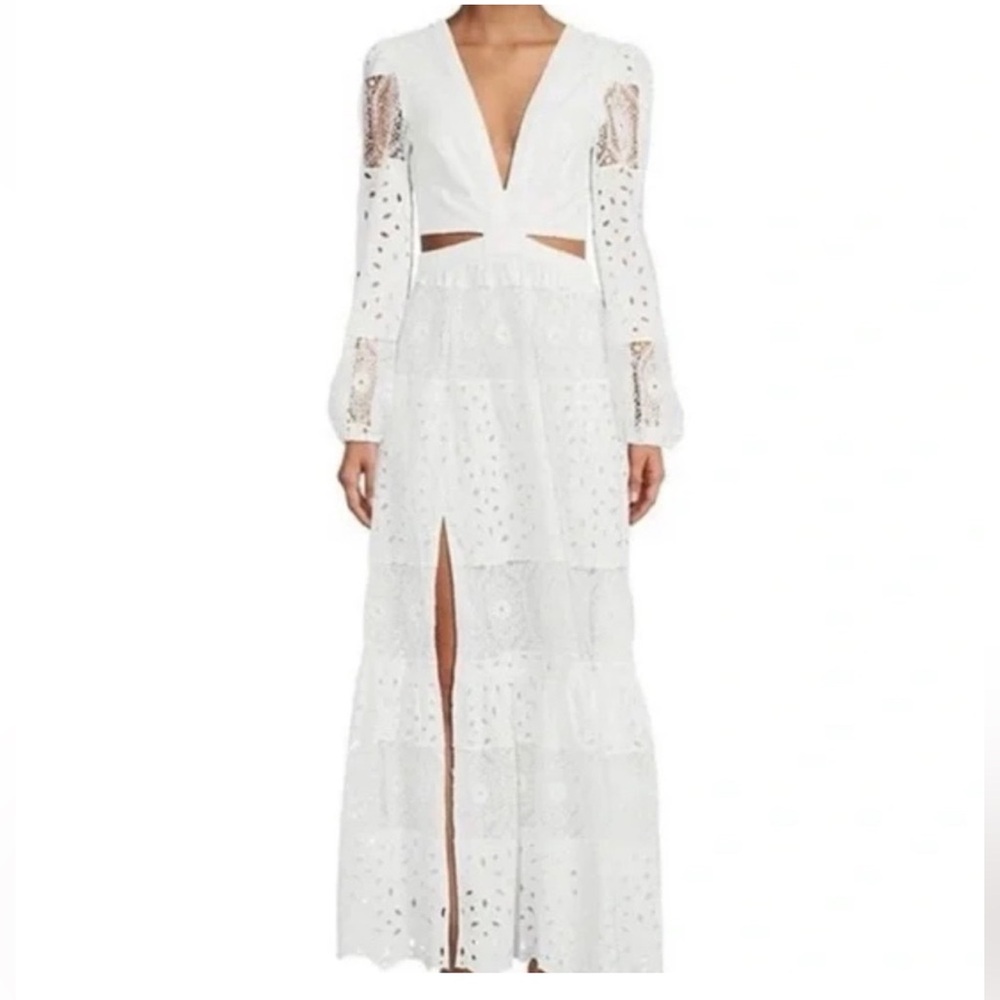 Gianni Bini White Lace Cutout Maxi Dress